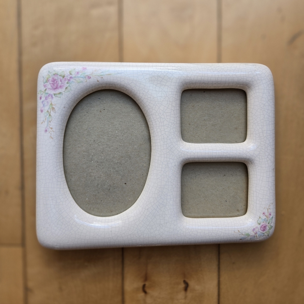 Burnes of Boston Pink Floral 3-Opening Picture Frame | Made in Thailand